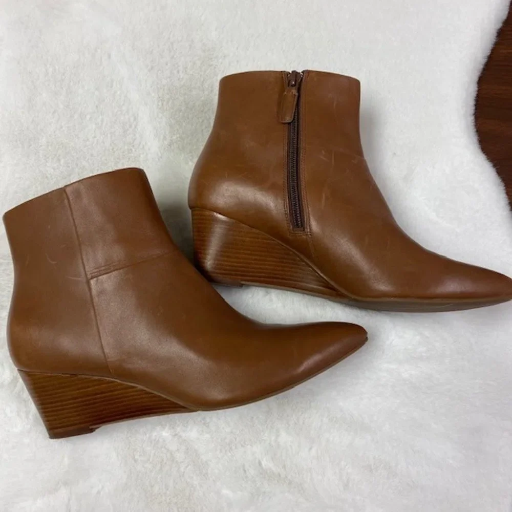 Cole Haan‎ Eneida Wedge Booties Pointed Toe Leather, size 8.5 B